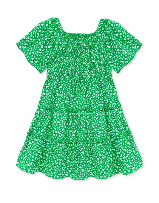 Girls Green Flare Tiered Dress (7-14) 479