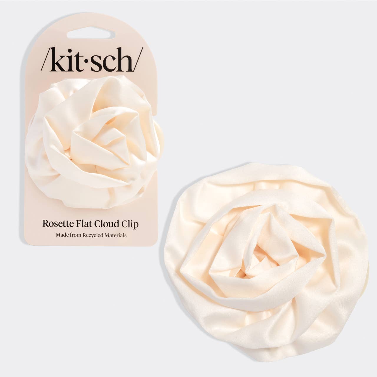 CC Satin Rosette Medium Flat Cloud Clip - Cream