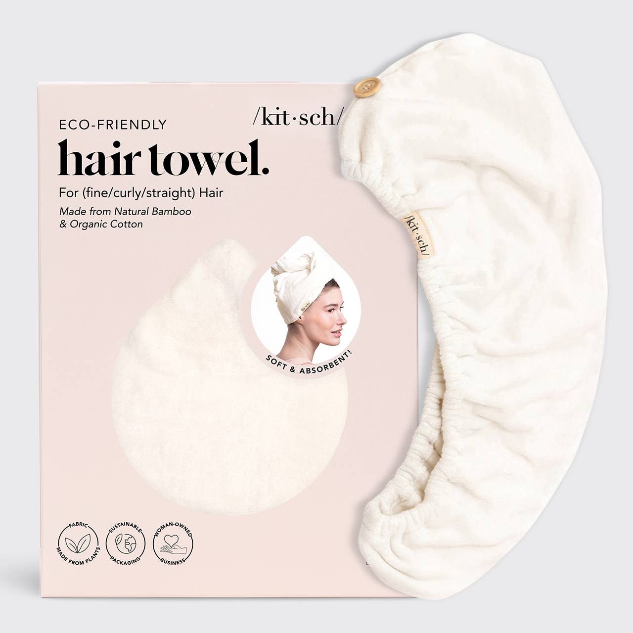 CC Quick Dry Hair Towel Turban - Ivory