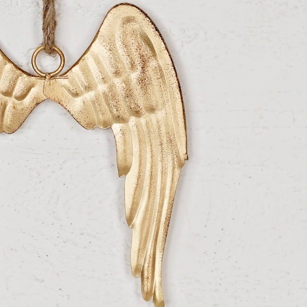 Antique Gold Metal Angel Wing Ornament