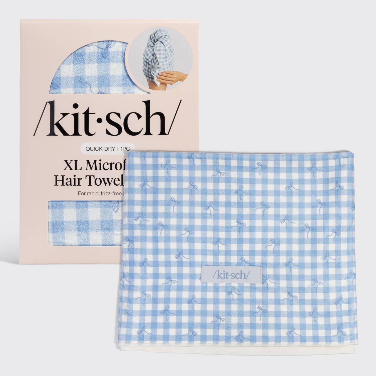 CC XL Hair Towel Wrap - Gingham Blue
