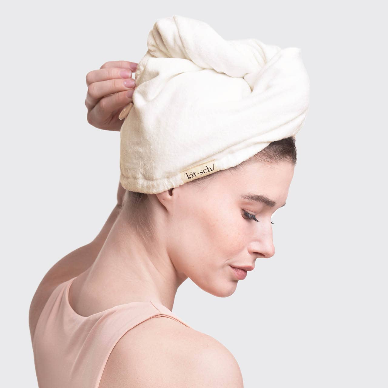 CC Quick Dry Hair Towel Turban - Ivory