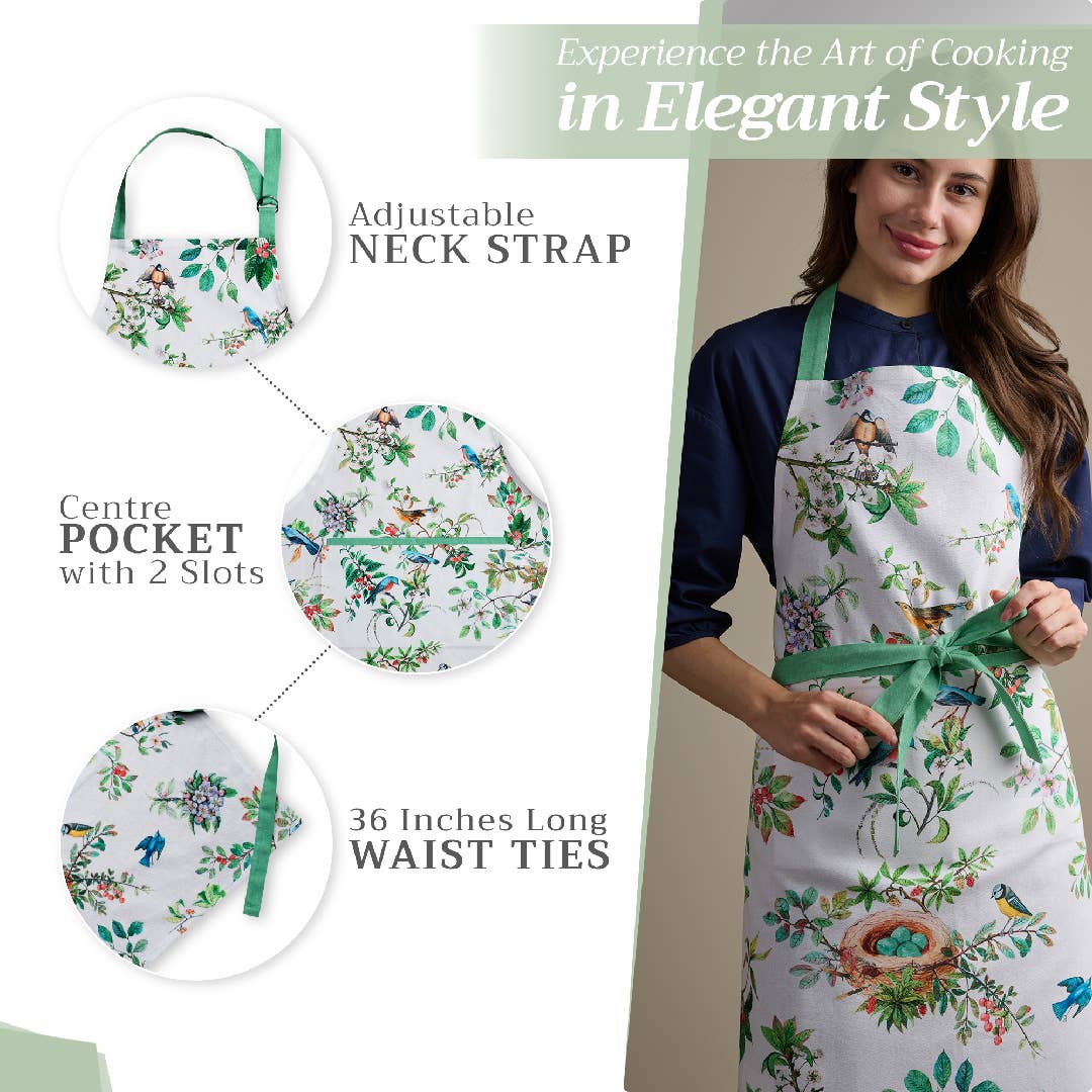 Apron 100% Cotton - Mesange Bird