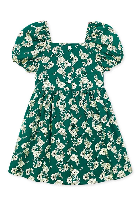 Toddler's Floral Dress W/ Puff Sleeves 477