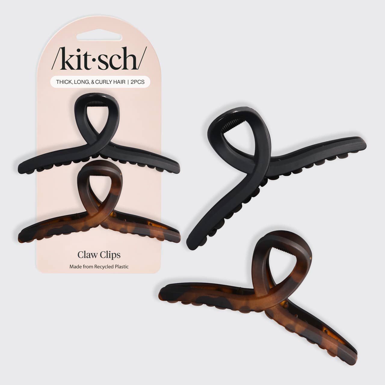 CC Recycled Plastic Large Loop Claw Clips 2pc - Black & Tort