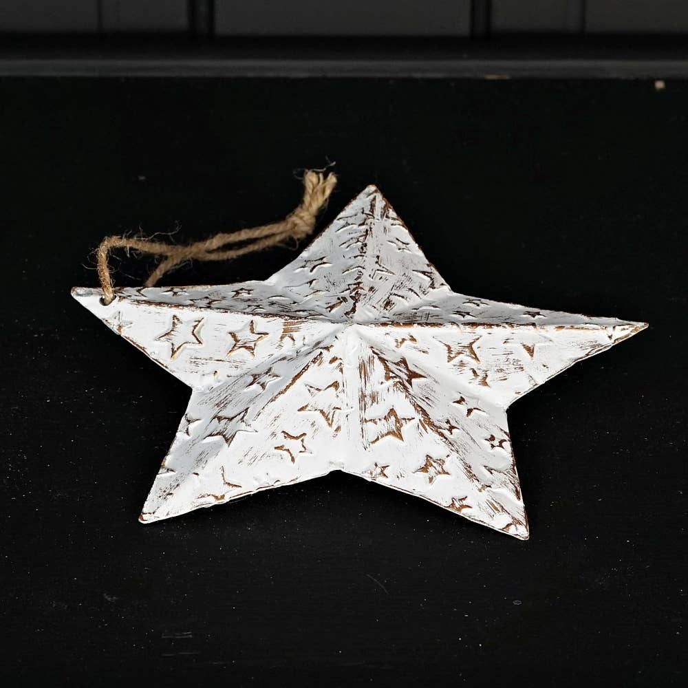 Vintage White Metal Dimensional Star Ornament