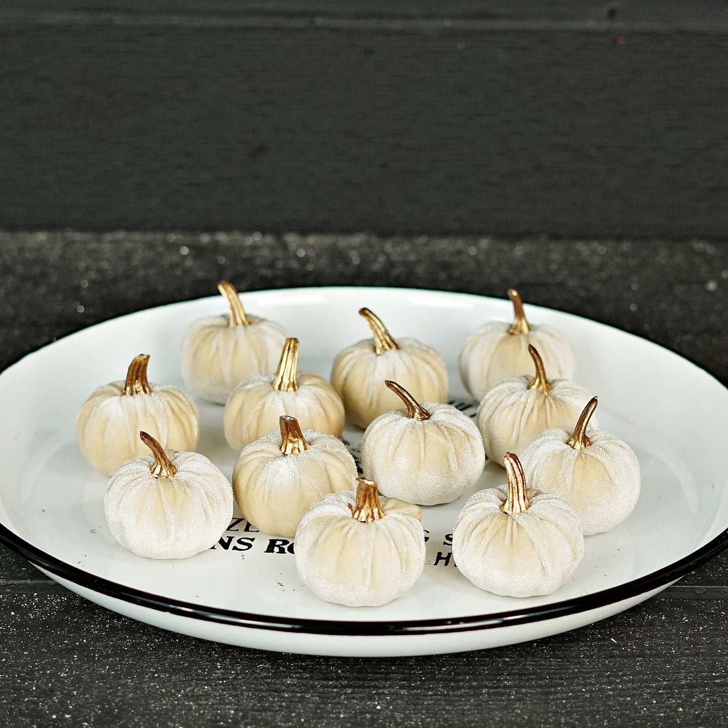 Bag of 6 Velvet 2in Pumpkins in Champagne