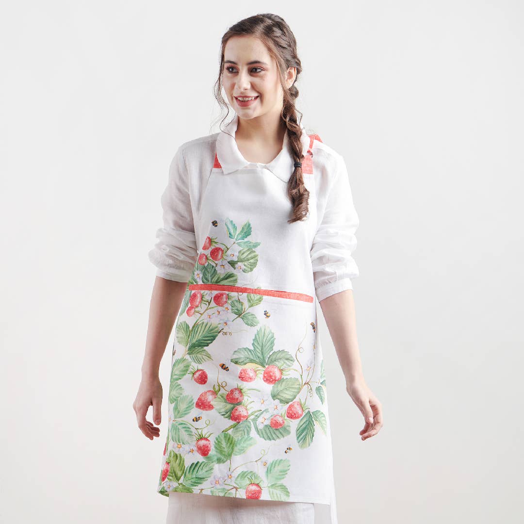 Apron 100% Cotton -  Strawberry Summer