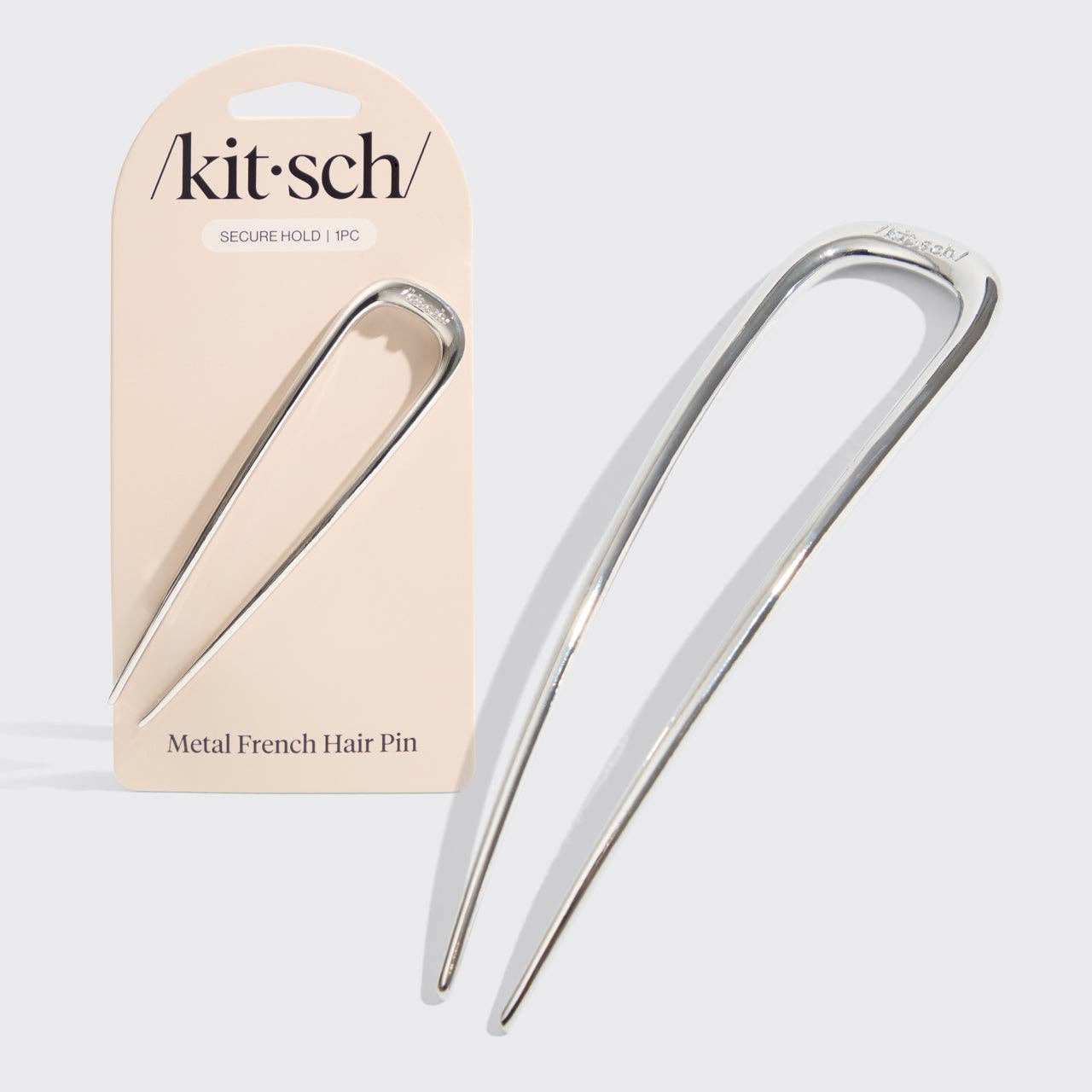 CC Metal French Hair Pin - Silver