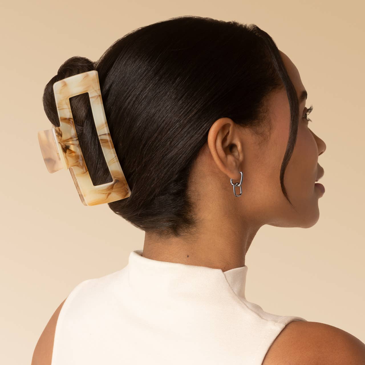 CC Recycled Plastic Jumbo Open Shape Claw Clip - Chocolate Marble