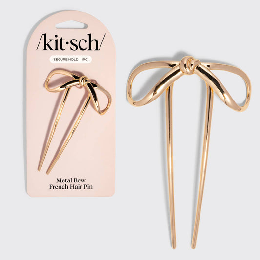 CC Mini Metal Bow French Hair Pin - Gold