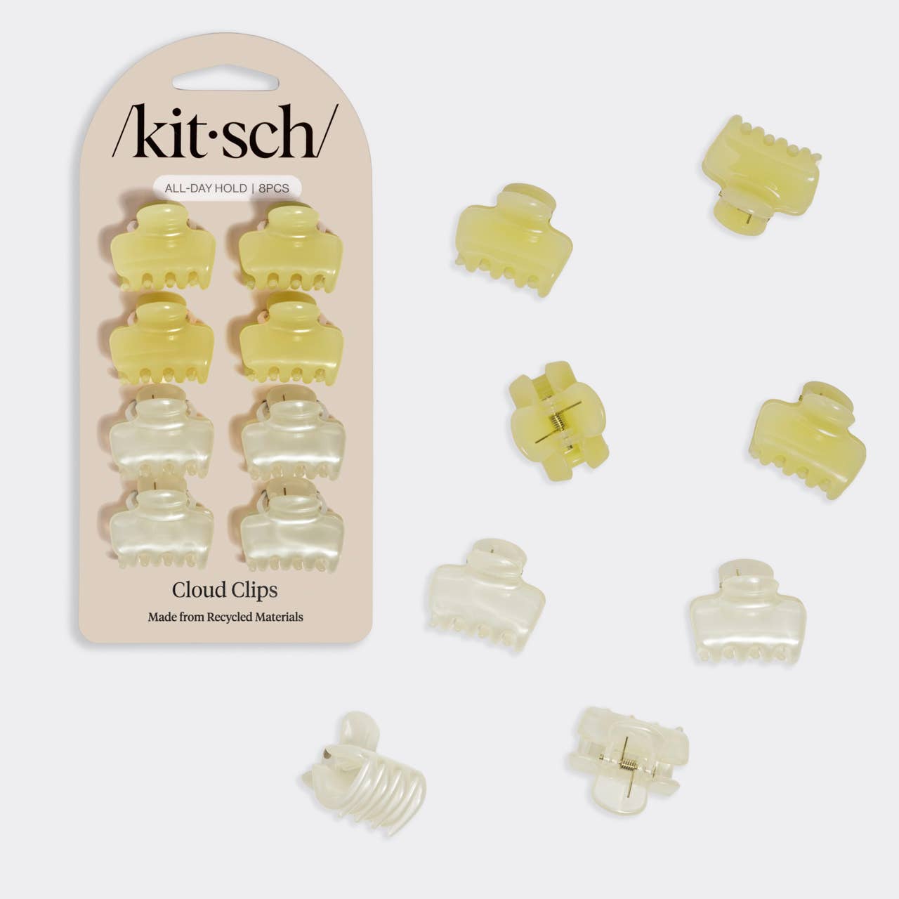 CC Mini Jelly Cloud Clips 8pc Set - Pearlized Cream & Butter Yellow+