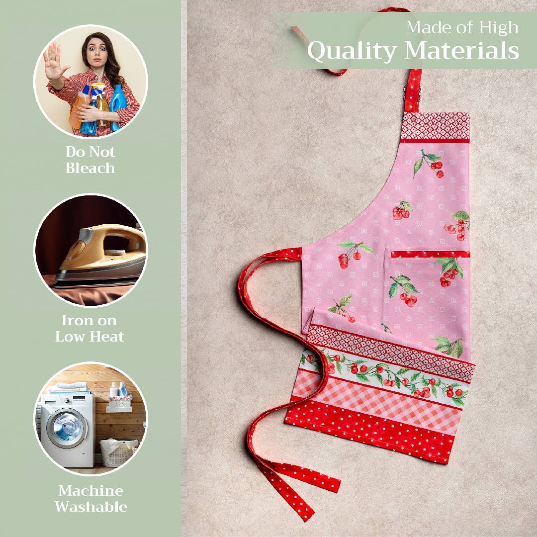 Apron 100% Cotton - Pink Cherries