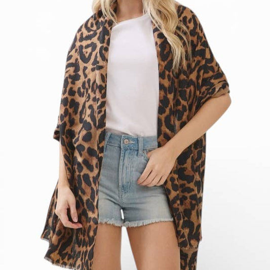 Brown Leopard Print Scarf