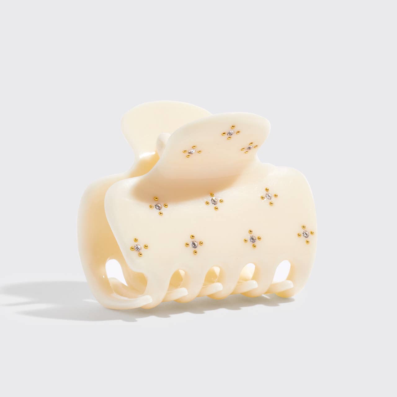 CC Recycled Plastic Rhinestone Medium Puffy Claw Clip 1pc-Ivory