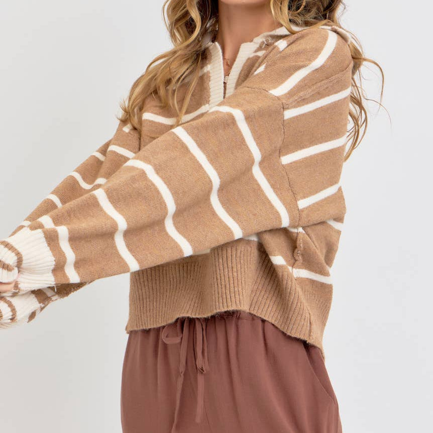 Striped Everyday Collared Knit Sweater 2879