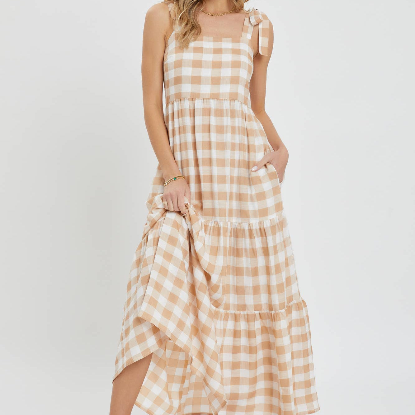 Gingham Tiered Maxi Dress