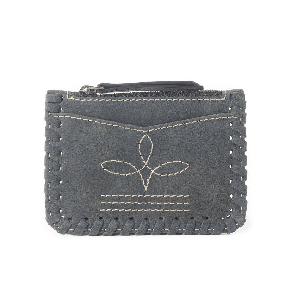 CC Outlander Edge Western Embroidered Credit Card Holder in Ash Grey 12822