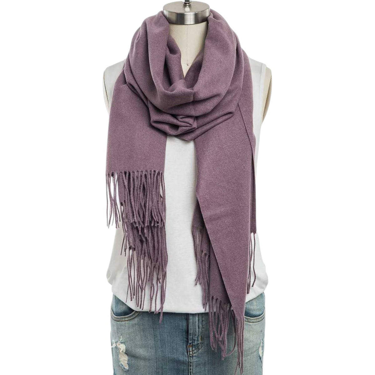 Large Cashmere Feel Fashion Scarf in Purple