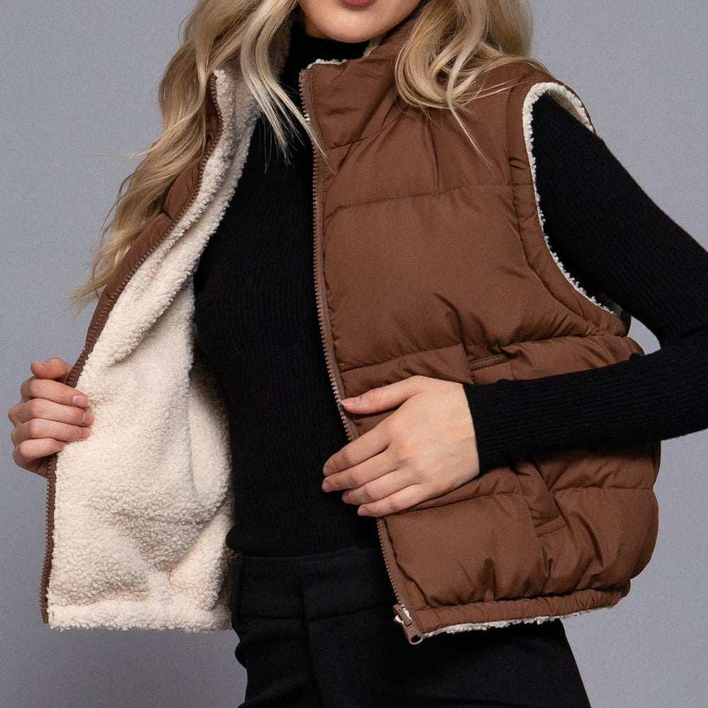 Reversible Fur Padding Vest