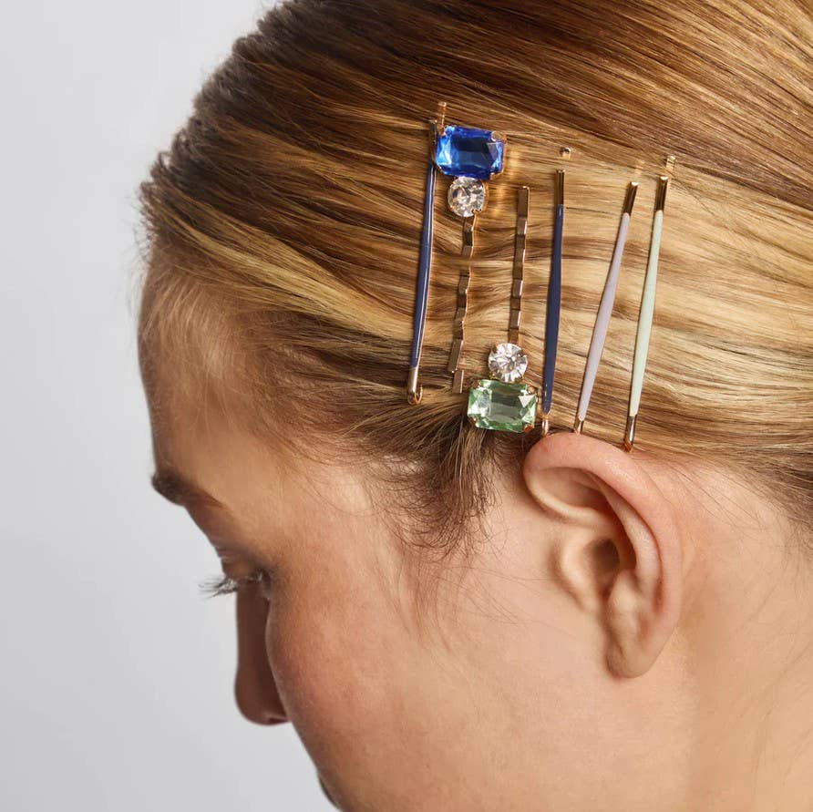 CC Cloud & Gem Bobby Pins 8pc Set - Garden Bouquet
