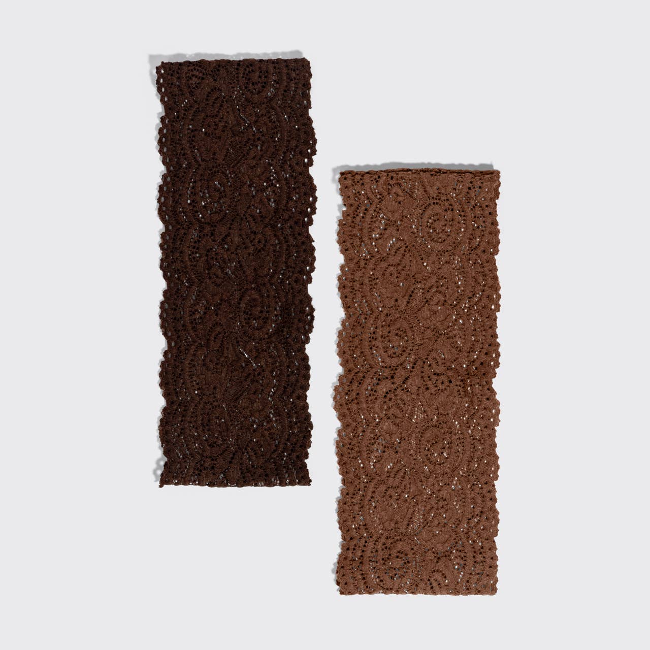 CC Wide Lace Elastic Headbands 2pc Set - Mocha & Chocolate