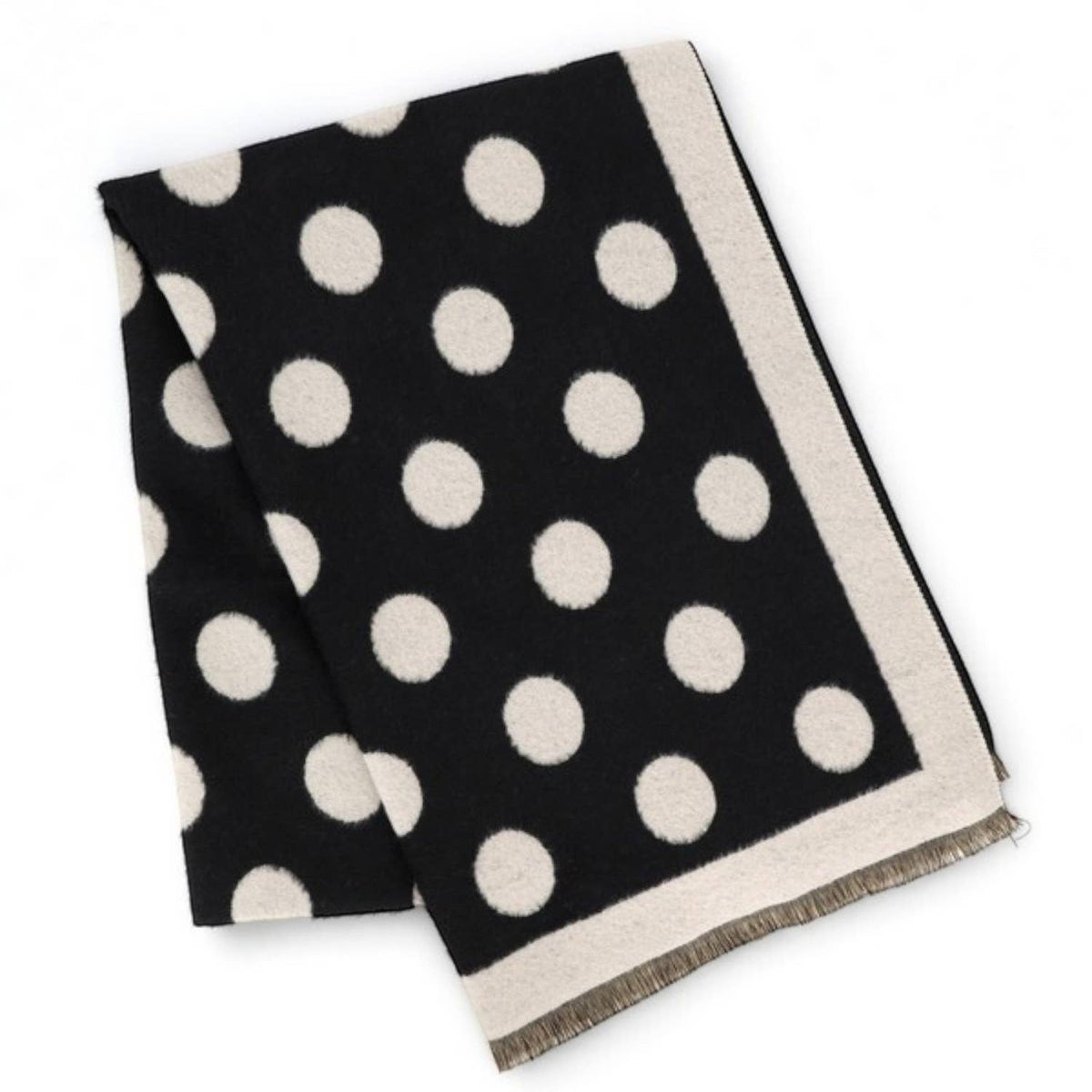 Two Tone Polka Dots Print Reversible Scarf Wrap in Black