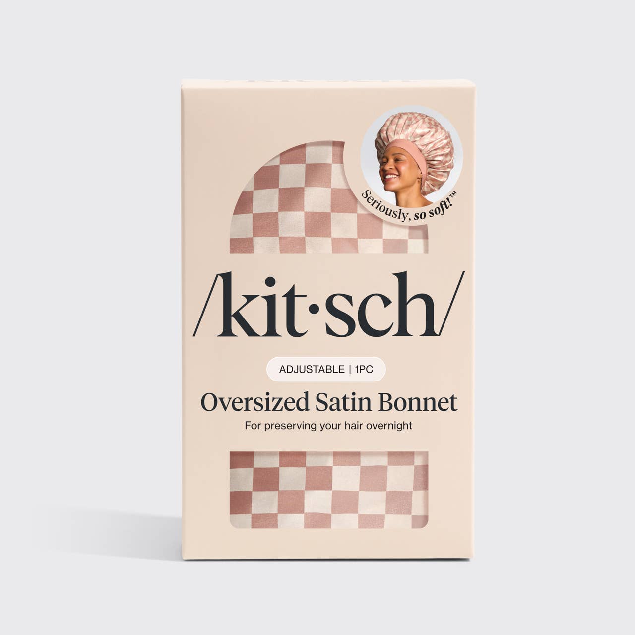 CC Oversized Satin Bonnet - Terracotta Checker