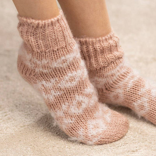 Pink Fuzzy Nordic Socks: BLUSH