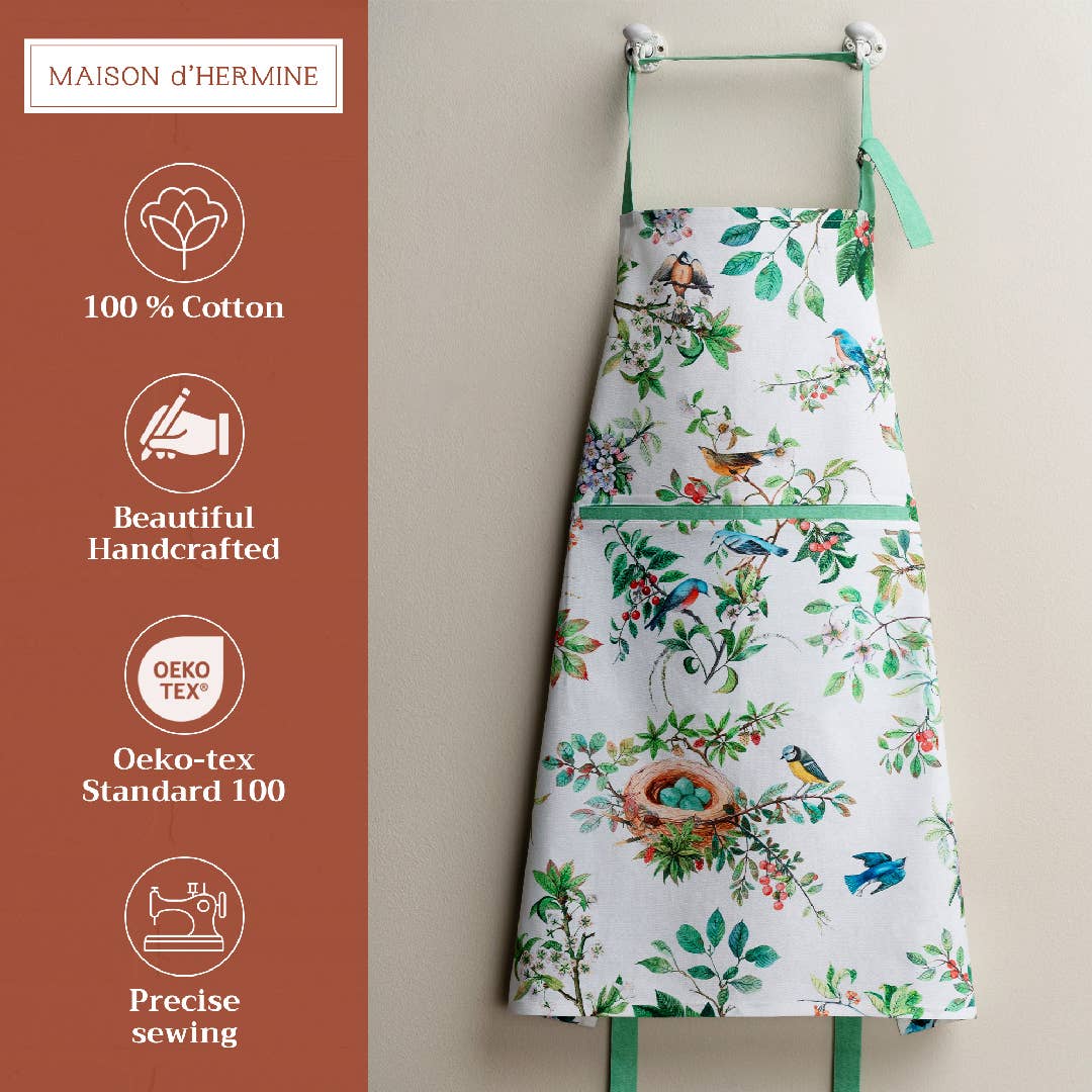 Apron 100% Cotton - Mesange Bird