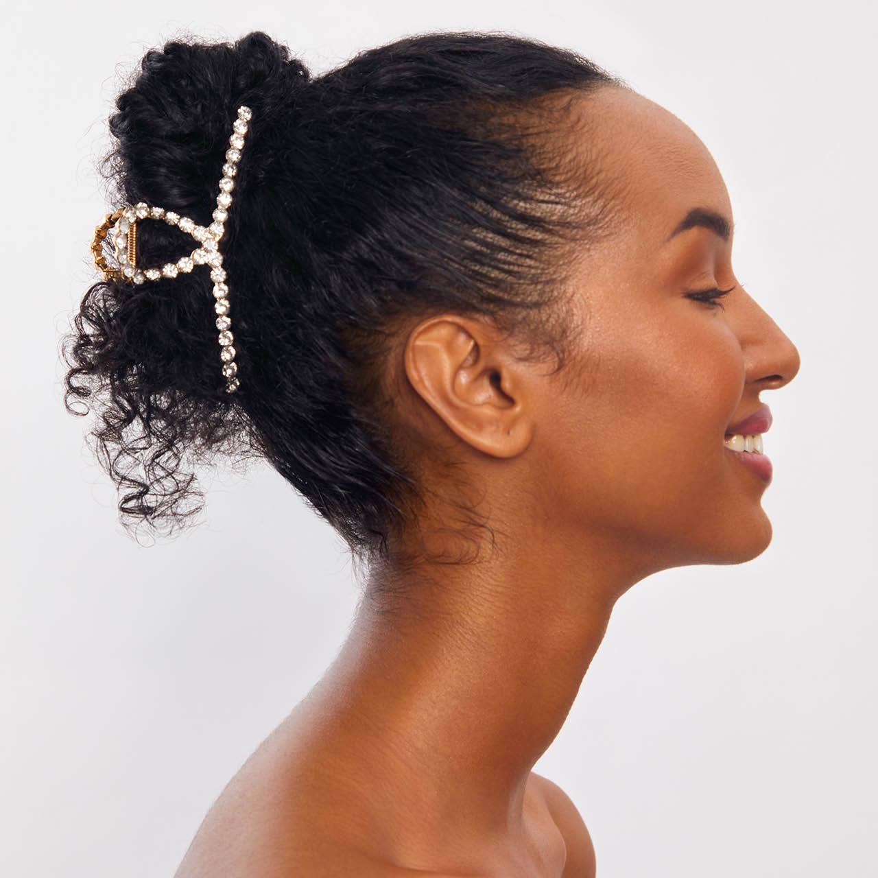 CC Metal Rhinestone Loop Claw Clip 1pc- Gold