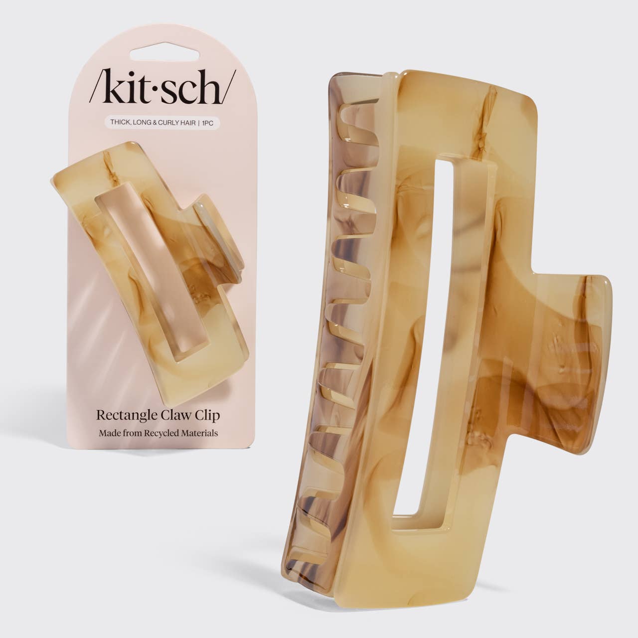 CC Recycled Plastic Jumbo Open Shape Claw Clip - Chocolate Marble