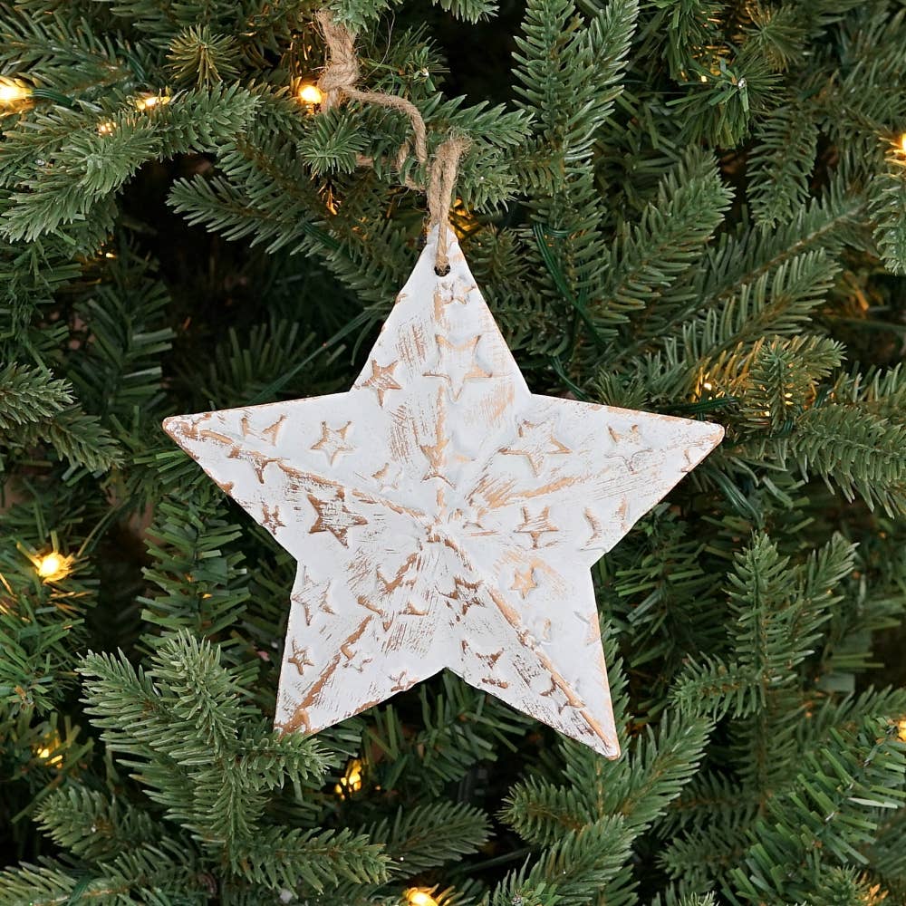 Vintage White Metal Dimensional Star Ornament