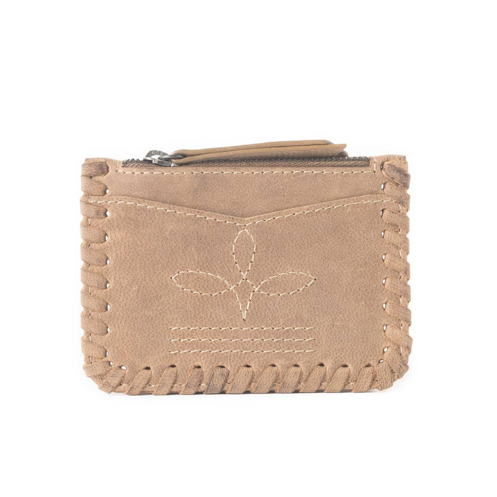 CC Western Embroidered Credit Card Holder In Beige 12823