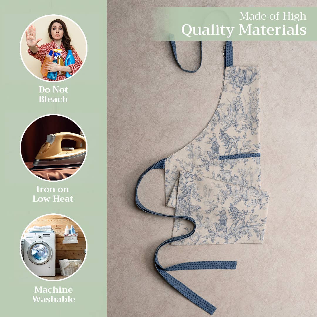 Blue Toile Cotton Apron - The Miller