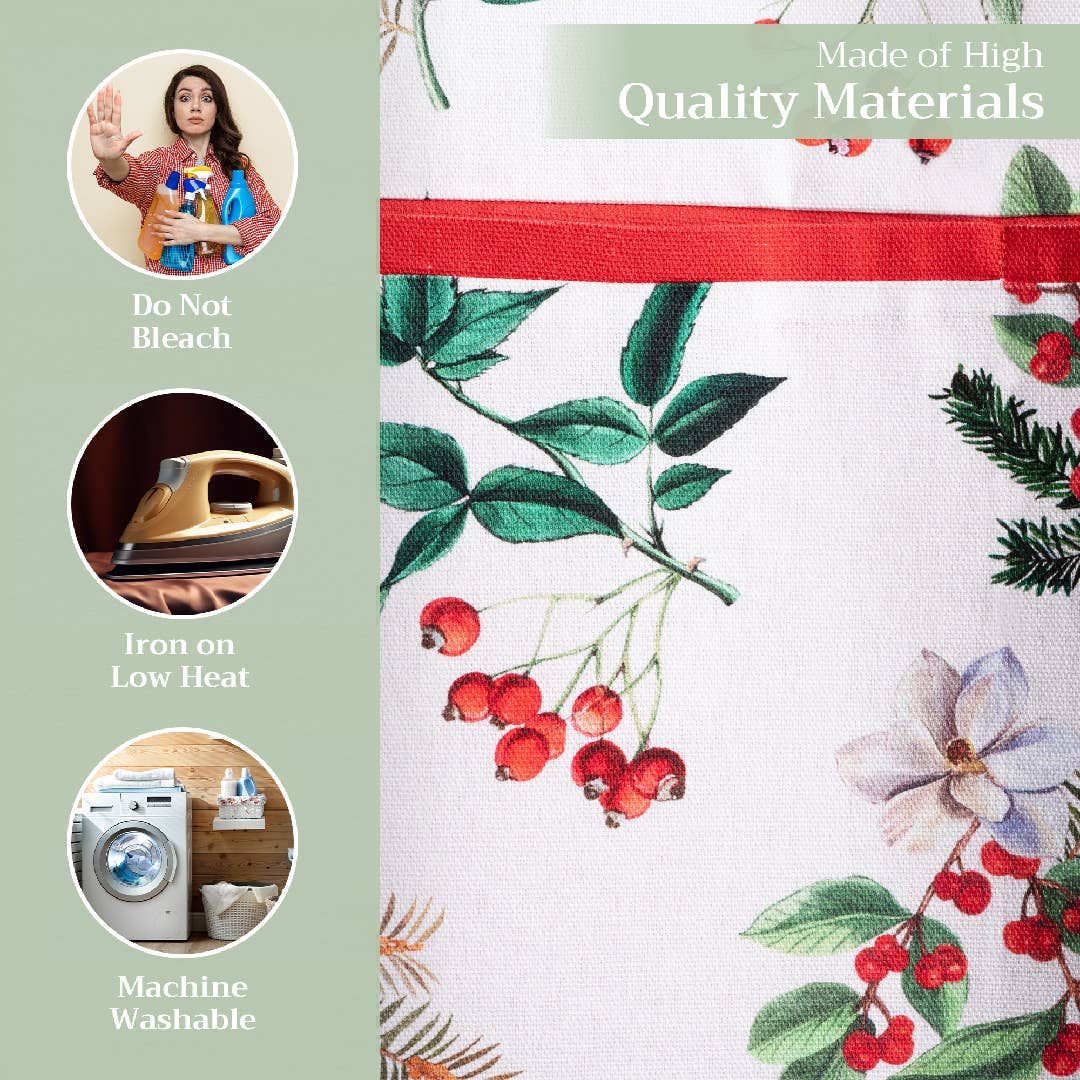 Noel Christmas Cotton Apron with Pointsettia