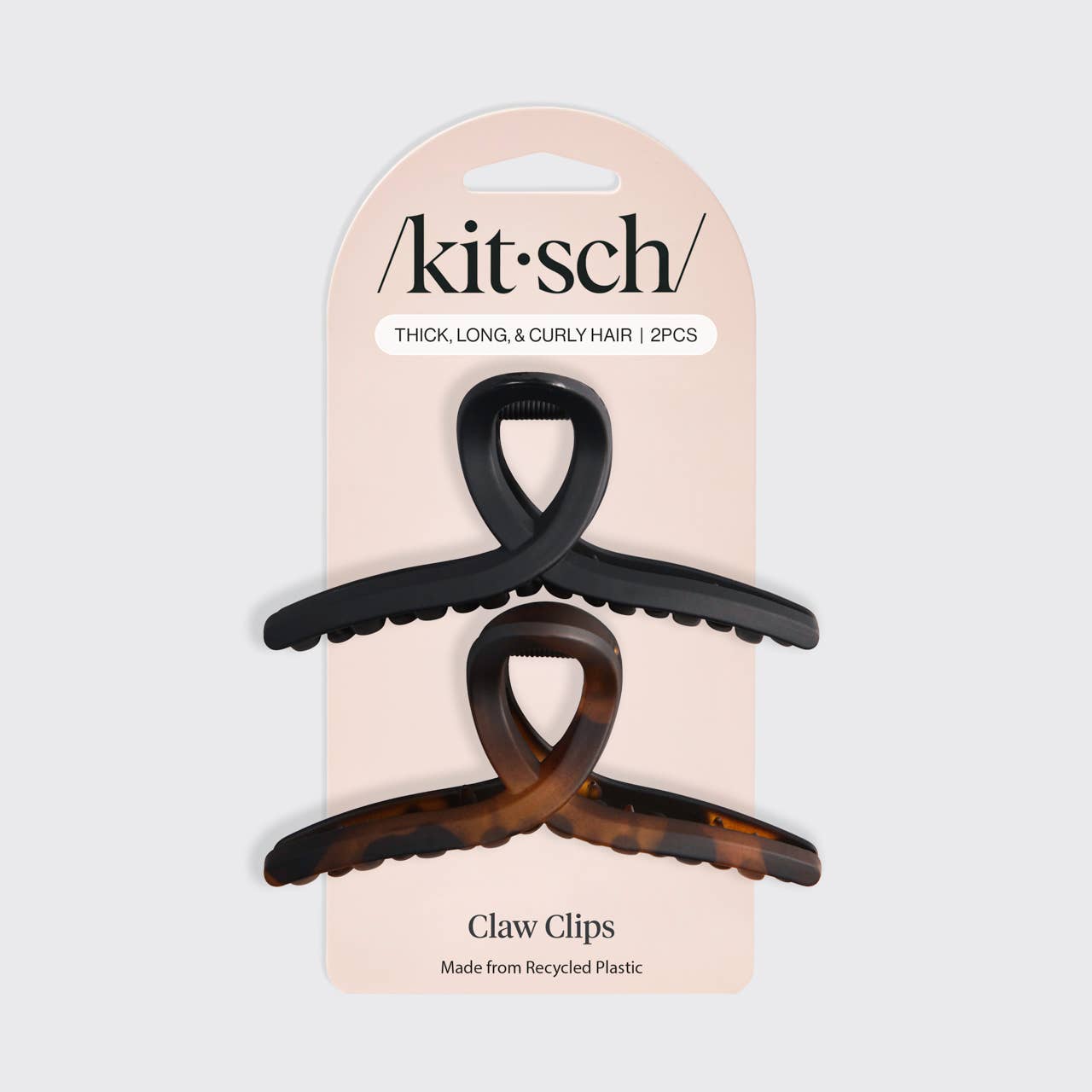 CC Recycled Plastic Large Loop Claw Clips 2pc - Black & Tort