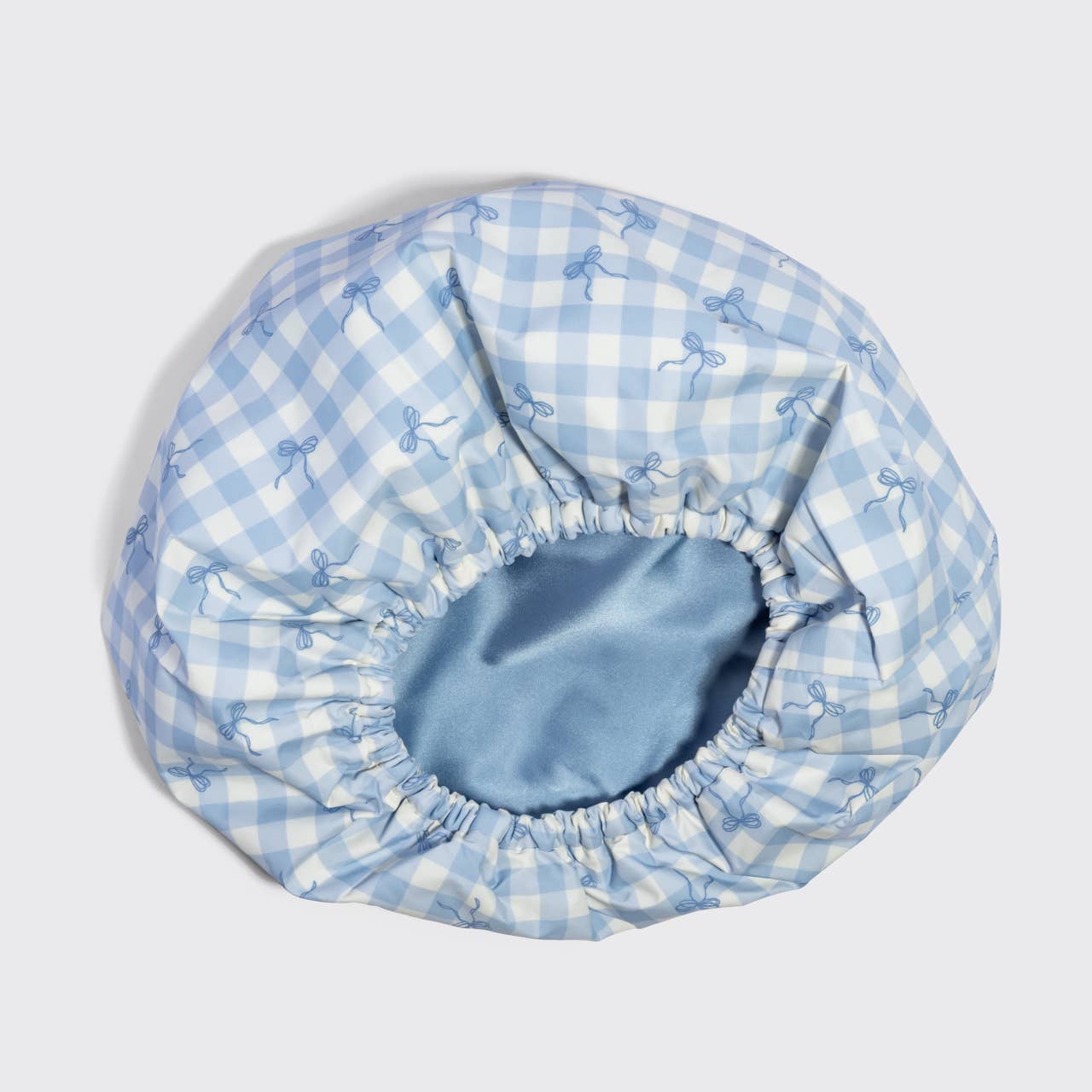 CC Satin Lined Flexi Shower Cap - Gingham Blue
