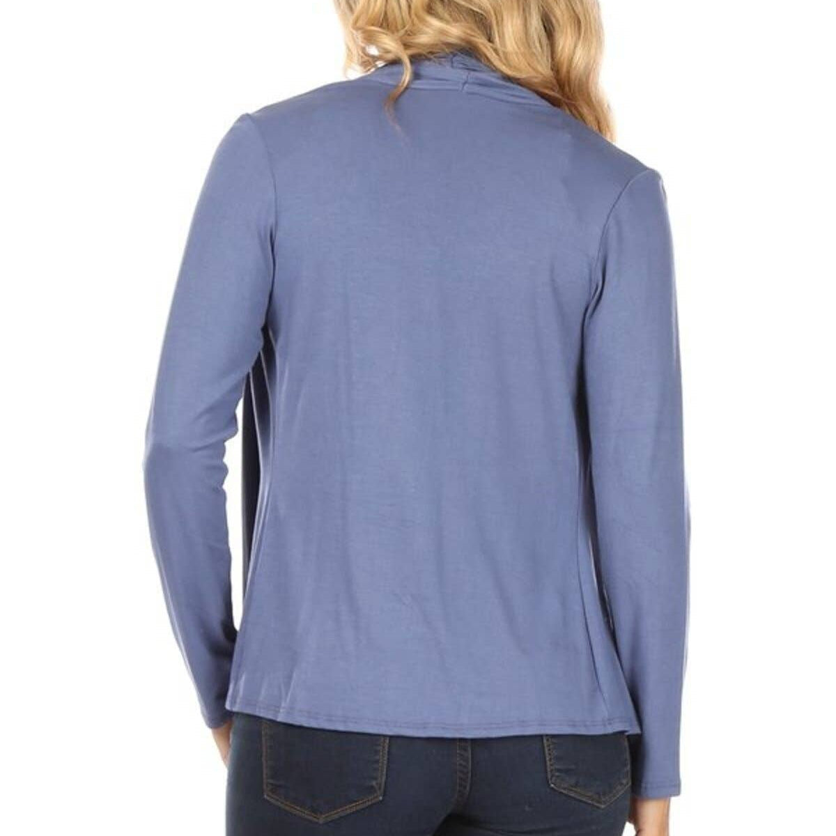 Blue Long Sleeve Drape Cardigan – Lightweight & Effortless Fit