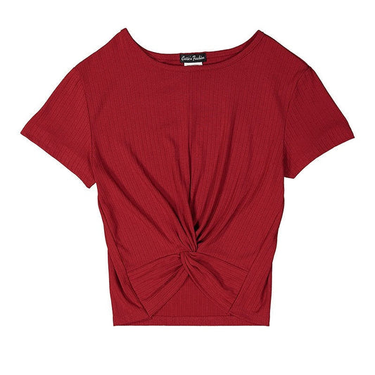 Twist Front Shirt in Burgundy GIRLS