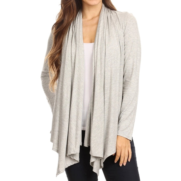Heather Gray Long Sleeve Drape Cardigan – Lightweight & Effortless Fit
