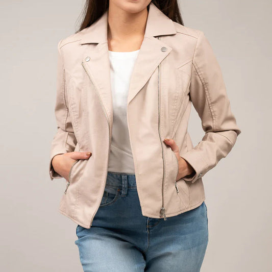 Asymmetric Quilted Faux Leather Jacket Reg & Plus