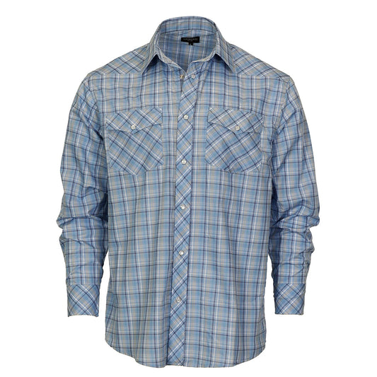 Pearl Snap Western Shirt in Gray Plaid MEN 310