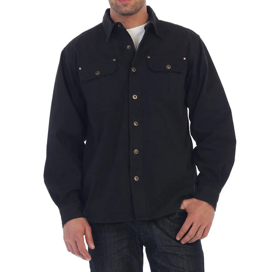 Twill Jacket with Flannel Lining in Black MEN 307