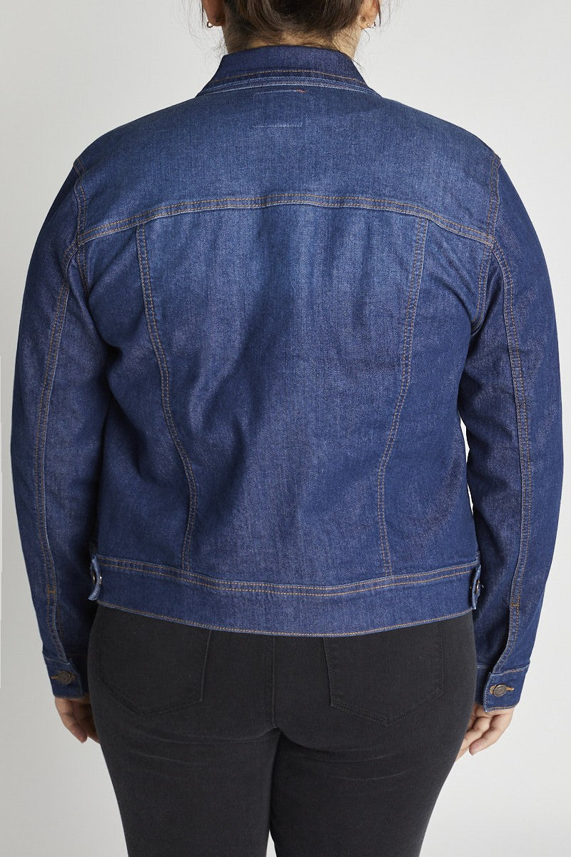 Dark Wash Stretch Denim Jacket PLUS