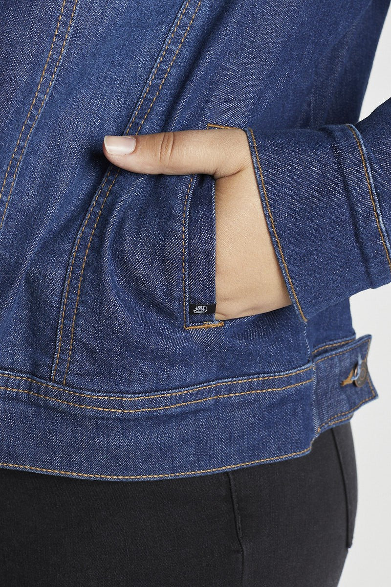 Dark Wash Stretch Denim Jacket PLUS