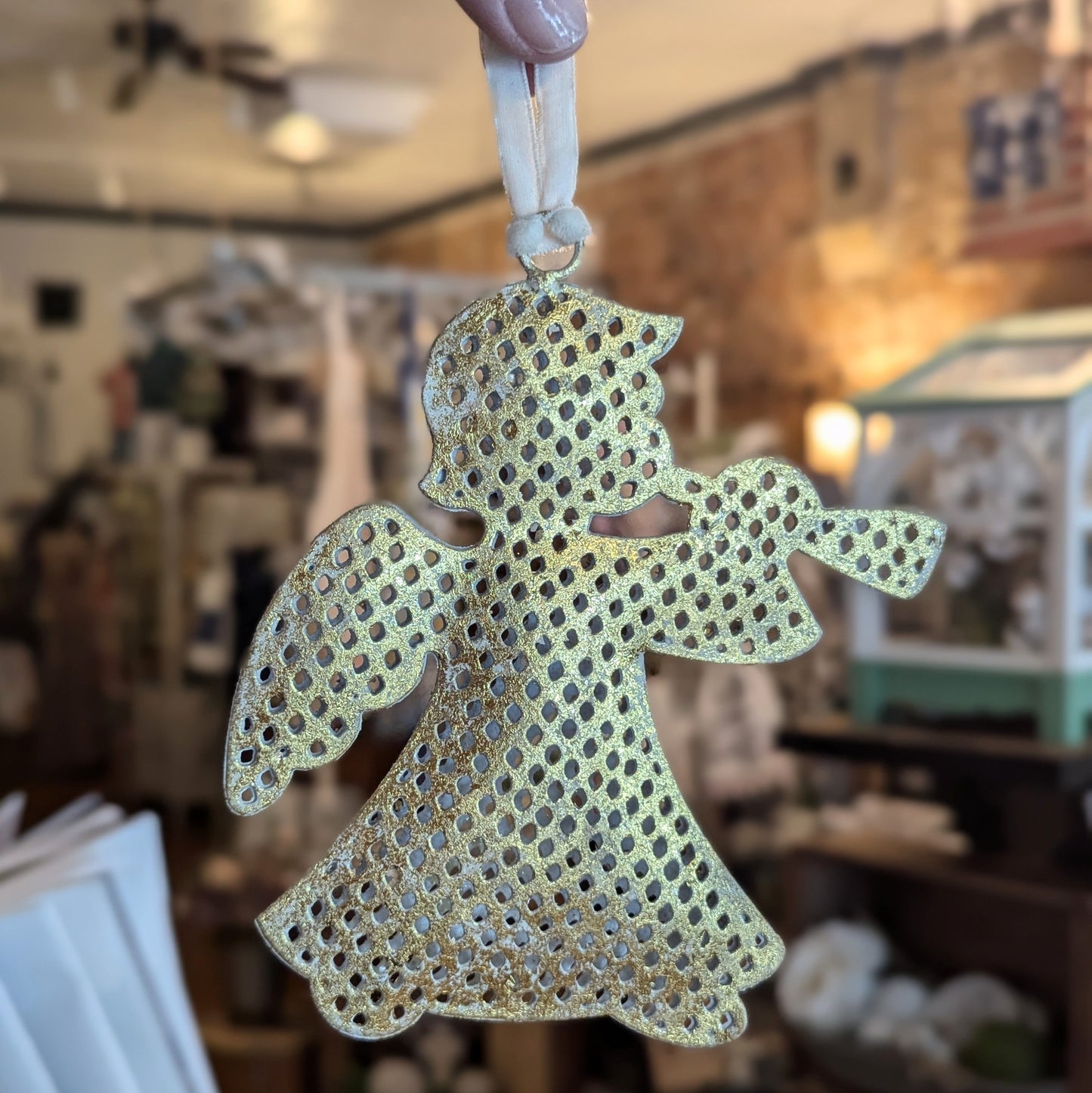 TC Golden Perforated Angel Ornaments (size varies)