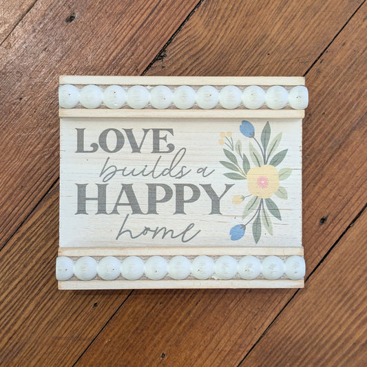 Love Builds a Happy Home Beaded Block