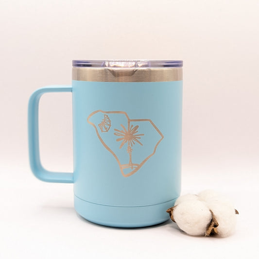 Rybo Stainless Steel 15oz Cup with Handle in Teal