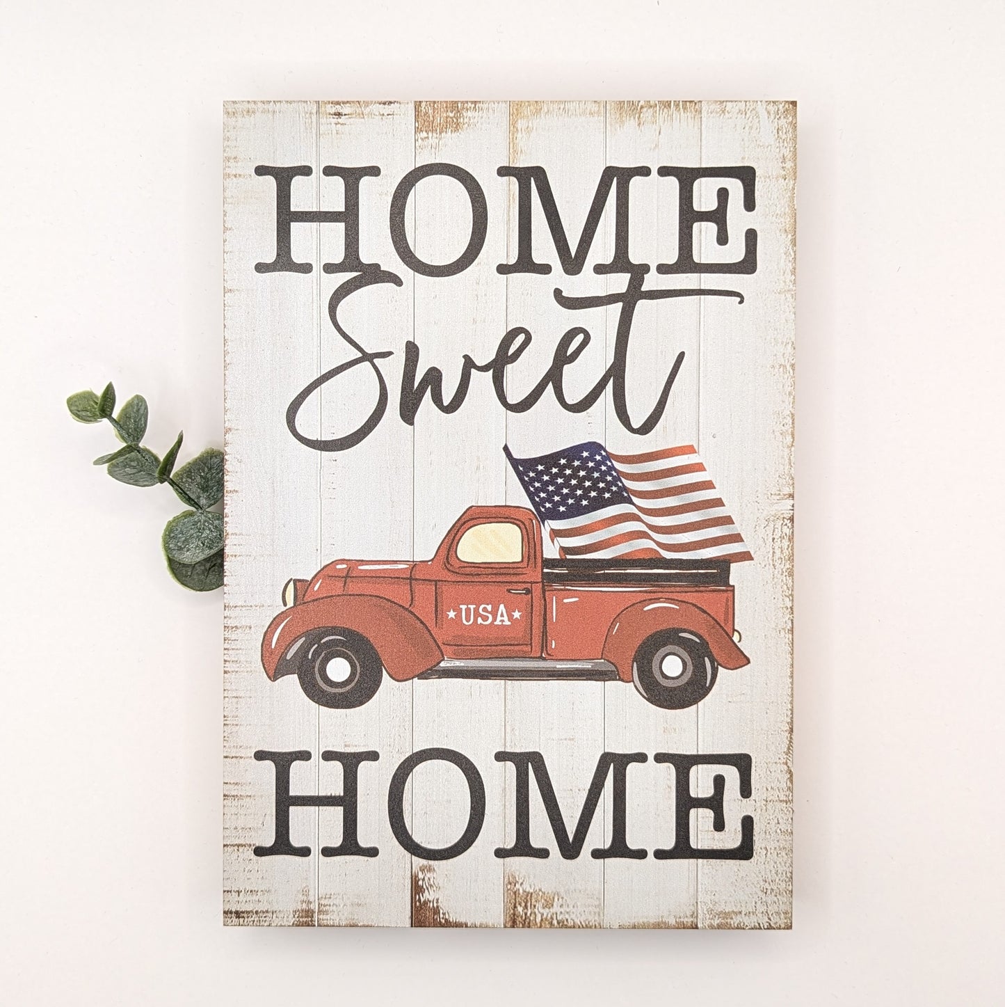 Home Sweet Home Block Sign (red truck)